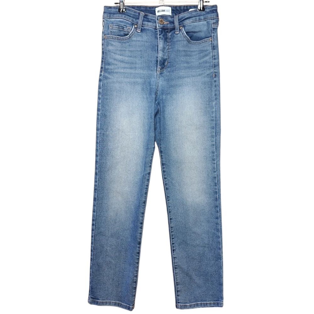 William rast high rise straight jeans size 27 stretchy curvy womens medium wash